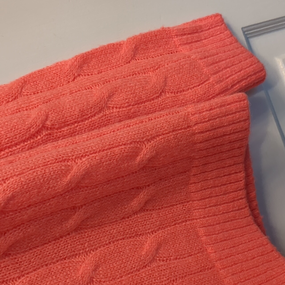 Lilly Pulitzer Dario Rhinestone Embellished Coral Scoop Neck Cable Knit Sweater - Picture 6 of 13